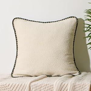 2 x ORTIGIA Farmhouse Lumber Pillow Covers Decorative 12x20 Textured Pillowcaes with Scalloped Edge Pillow Case for Couch Sofa Bed Cushion Living Room Green