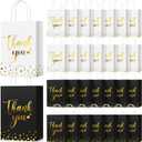 PerKoop 60 Pcs Thank You Gift Bags Bulk Paper Gold Thank You Wedding Bags with Handle for Business, Shopping, Wedding, Baby Shower, Party Favors (Black and White) (Classic)