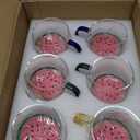 UMEIED 6-Pack 14Oz Crystal Glass Coffee Mugs with Handles, Durable Clear Cups for Latte, Espresso, Milk, Coffee and Iced Drinks (Multicolor)