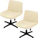 Weldomcor Armless Chair Covers 2 Piece Fabric Stretch Office Desk Criss Cross Chair Cover, Chair Cushion Slipcovers Waterproof Removable Furniture Protector for Living Dining Room Home Decor (Beige)