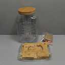 2 Gallon Drink Dispenser with StandGlass Beverage Dispenser With Wood Stand, 18/8 Stainless Steel Spigot and Labels Large Water Drink Dispensers for Parties, Lemonade,Juice, Tea