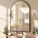 24x36 inch Arch Bathroom Mirror - Arched Bathroom Mirror/Wall Mounted Vanity Mirror - Arch Metal Frame Wall Mirror for Bathroom Bedroom Living Room, Black