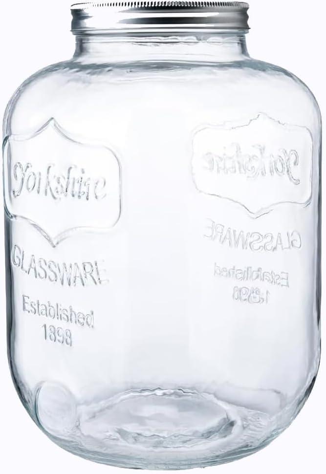 CATPOWER 2 Gallons X-Large Glass Jar With Mouth Canning Jar Kitchen Storage Jar Cookie Candy Penny Jar with Stainless Steel Screw Lid, 12 inches
