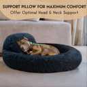 PetJett Dog Beds Large Sized Dog - 36'' Calming Round Bed, Washable Dog Bed - Anti-Slip Super Soft Donut Bed, Fluffy Faux Fur Anti-Anxiety Premium Comfort Pet Bed, Fits Dogs up to 80 lbs - Dark Grey