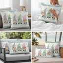 Easter Decorative Throw Pillow Covers 18x18 Set of 2 Gnome Spring Square Pillow Covers for Couch Happy Easter Eggs Bunny Carrot Floral Cushion Cases for Living Room Bedroom Bed Car Chair