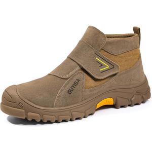 GLANOUDUN Steel Toe Boots for Men Slip on Work Boots for Men Comfortable Safety Boot Indestructible Construction Footwear Laceless Men's Steel Toe Shoes Mid Top Work Shoes (6, 3027v Brown) GLANOUDUN Steel Toe Boots for Men Slip on Work Boots for Men Comfortable Safety Boot Indestructible Construction Footwear Laceless Men's Steel Toe Shoes Mid Top Work Shoes (6, 3027v Brown)
