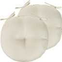 Beige Bistro Chair Cushions Set of 2, 15" Round Seat Chair Pads with Ties for Dining Room Patio