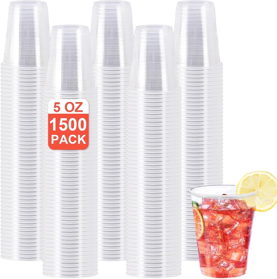 SIUQ 1500 Pack 5 oz Clear Plastic Cups, Disposable Mouthwash Cups, Plastic Cups 5 Ounce, Cold Party Drinking Cup for Party, Picnic, BBQ, Travel, Events and Everyday Use