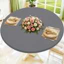 Moosfor Round Spandex Tablecloth, Elastic Fitted Waterproof Tablecloths for 45"-56" Tables, Stretch Washable Picnic Table Cover for Camping, Dining, Indoor and Outdoor, Grey