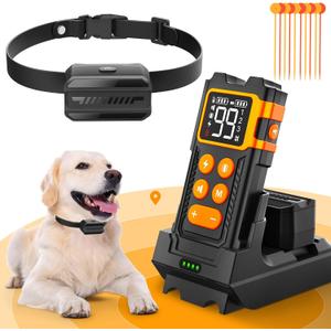Wireless Dog Fence System - Electric Fence for Dogs 1000 FT Range Adjustable,Dog Training Collar with Remote Control 3 Training Modes, Rechargeable Collar,Dog Fence Wireless Magnetic Charging Base