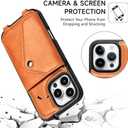 LUCKYCOIN 100% Genuine Leather Crossbody Wallet Phone Case for iPhone 16 Pro Max, Shockproof Phone Purse with Adjustable Lanyard Strap & Card Holder, Crossbody Purses for Women, Vintage Brown