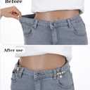 8Pcs Jean Waist Tightener, Metal Pearl Flower Button Pins, Reusable Cincher Clips for Loose Pants Dresses Skirts