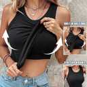 CHICME Women Built-in Bra Tank Tops Sleeveless Casual Shirts Racerback Ribbed Fitted Tank Tops (Black, L)