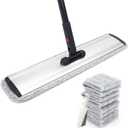 24inch Flat Mop for Cleaning Floors Heavy Duty Microfiber Wet Mop Deep Cleaning for Hardwood, Tile & Laminate, Includes 4 Reusable Washable Pads and Adjustable Long Handle