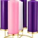 Newtay Christmas Advent Wreath Ring with 5 Pillar Candle Holder Advent Wreath Holder Table Decoration Xmas Metal Candlesticks Ring for Holiday Christmas Home (Gold,Candle Cup Diameter 2.04 inches) (7.87 Inches)