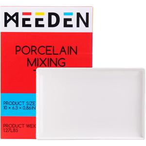 MEEDEN Ceramic Tray Palette, Ceramic Artist Paint Palette, Porcelain Mixing Tray for Watercolor Gouache Painting, Large Mixing Area White Rectangle Palette for Painting Large Artwork
