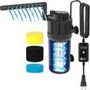 AquaMiracle Aquarium Filter for Green Water, U - V Fish Tank Filters with Timer (4/8/12/24 Hrs), Dual Mode (Aeration/Rainfall) Fish Filter for 10-40 Gallon Tanks, Flow Rate and Direction Adjustable