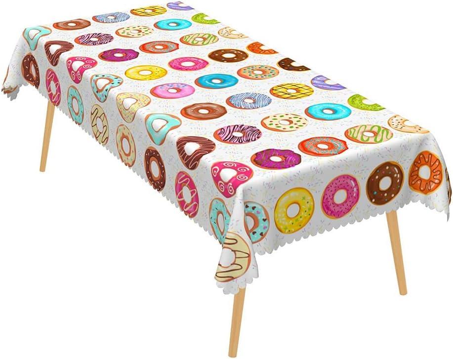 Veewon Donut Table Cloth Donut Party Rectangular Tablecloth Picnic Table Cover for Dining Room Kitchen Decoration, 42.52"L x 70.87"W
