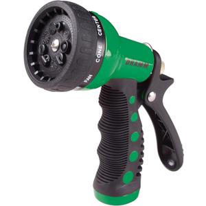 Dramm Revolver Heavy Duty 9 Pattern Quick Click Adjustable Garden Hose Spray Nozzle with Trigger Style Handle, for your Car, Boat, Deck, Sidewalk, Flowers and Young Trees, Green 