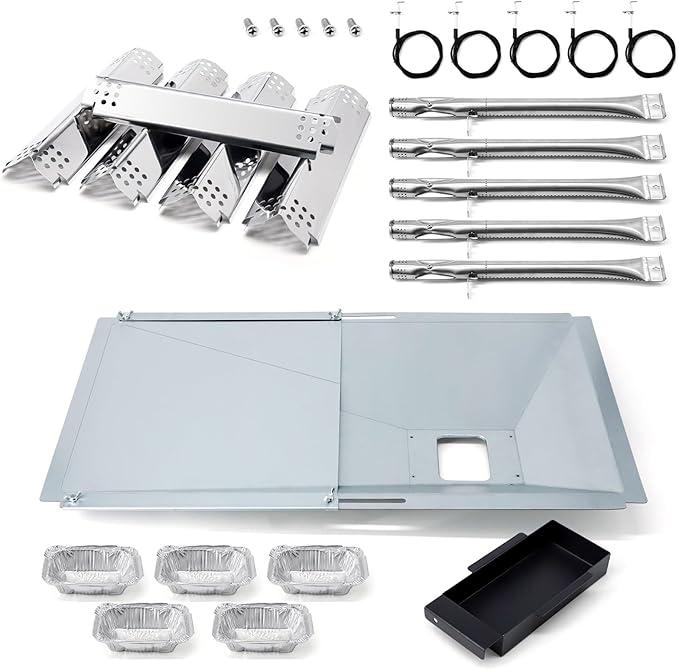 Adviace Replacement Parts for Nexgrill 720-0888S, Grease Tray & Flame Tamers & Burners and Igniters Replacement for Nexgrill 5 Burner 720-0888S Gas Grill