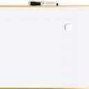 U Brands Magnetic Dry Erase Monthly Calendar Whiteboard 16" x 20", Gold Aluminum Frame, Wall Mounted Planner for Office, Home, and Classroom, Includes Marker and Magnet