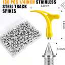 1/4 Inch Track Spikes,130pcs Stainless Steel Pyramid Shoe Spikes with Spike Wrench for Track and Cross Country,Replacement Spikes for Sprint Sports Short Running Shoes (Silver)