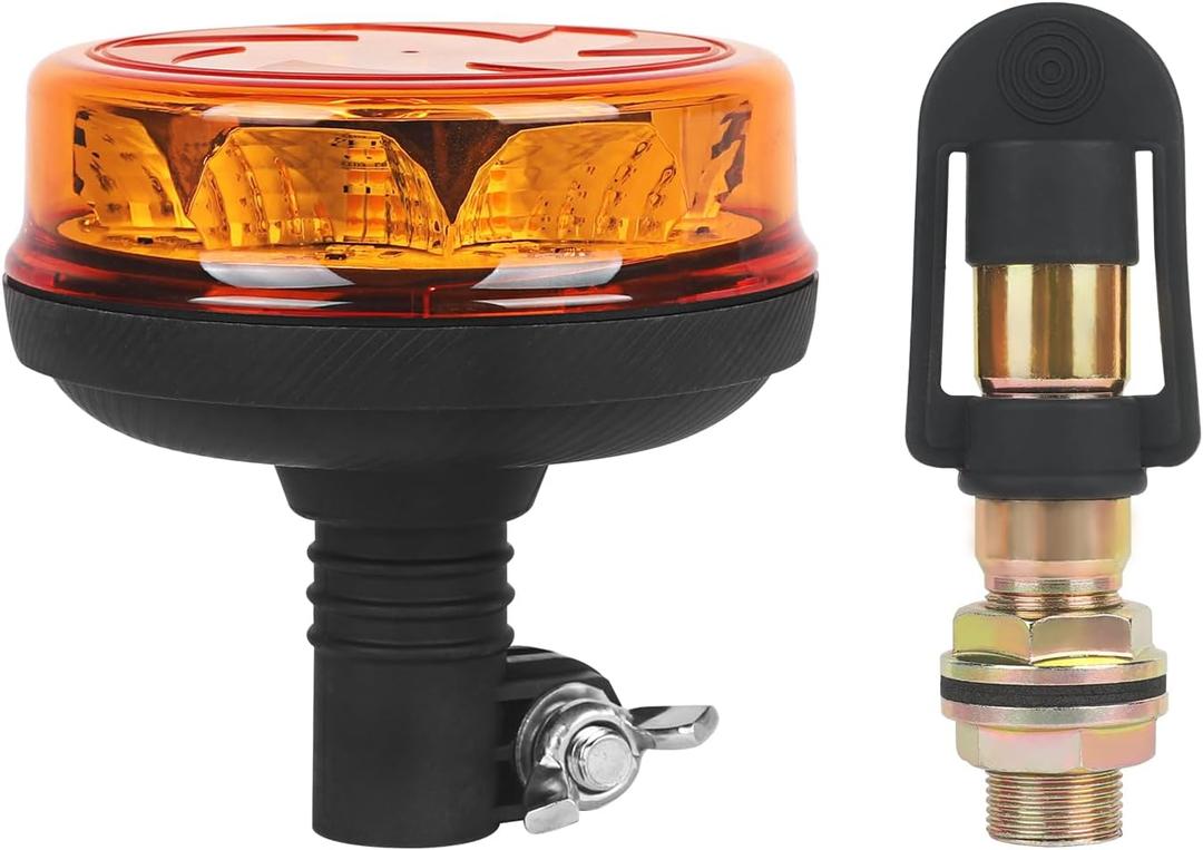 1Pcs Led Beacon Light Yellow Strobe Lights with I Shape Metal Bracket for Trucks 12V 24V Orange Beacon Light Rotating Beacon with 6 Modes