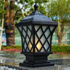 Outdoor Column Lights, 18.9 Modern Column Lamp IP54 Waterproof Glass Post Light Outdoor E26 Aluminum Fence Post Light Fixtures for Villa Garden Park Lighting Black Pillar Lights