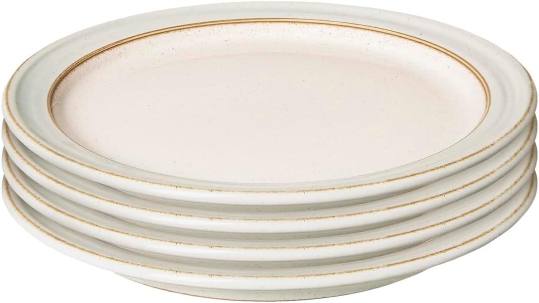 Denby - Heritage Atrium Small Plates Set of 4-6.7in Natural Ceramic Everyday Side, Appetizer Plates - Stoneware Dishwasher & Microwave Safe Tableware - Scratch Chip Resistant Dinnerware