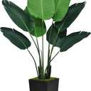 Bird of Paradise Artificial Plant 5FT - Faux Tropical Palm Tree with Black Tall Planter - Fake Floor Plant in Pot - Artificial Silk Tree for Home Office Living Room Decor Indoor