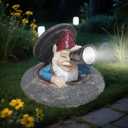 Solar Garden Gnomes Statue - Funny Dwarf Statue Hiding Under a Manhole Cover, Solar Outdoor Garden Decor for Yard, Lawn, Patio - Gnomes Figurine Ideal for Garden Lovers & Holiday Giving