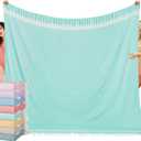 Oversized Turkish Beach Towel Blanket XXL Cotton Sandproof Towels Boho Woven Extra Large Big Sand Free Giant Throw Blankets Huge Quilt XL Picnic Camping Necessities Cloud for Adult Gifts (Cten Aqua)
