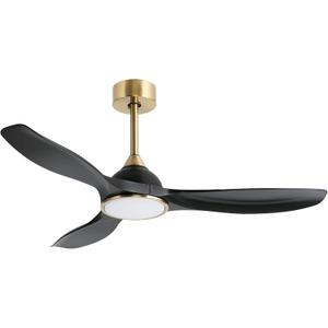 52 Inch Quiet DC Motor 6 Speed High CFM Ceiling Fan with Lights Remote Control, 3 Blade Black Gold Indoor Bedroom Modern Ceiling Fan