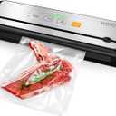 KOIOS Vacuum Sealer Machine, 90Kpa Automatic Food Sealer with Cutter, 8-in-1 Food Vacuum Machine, Pulse Function, Dry&Moist Modes, Compact Design, LED Indicator Lights, 10pcs bags included, Silver