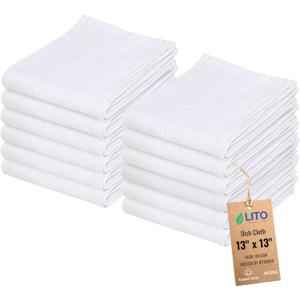 Dish Cloths Cotton| Kitchen Wash Cloth | Shop Towels Absorbent and Lint Free Flour Sack| Dishcloths for Kitchen Washing Dishes| Thick Absorbent Quick Dry Dish Rags | 12 Pack 13"x13" Natural