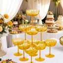 Ciaell 12PCS Plastic Martini Glasses - 10 Oz Amber Elegant Disposable Cocktail Glasses for Champagne Wine Wedding Party Anniversary Bar