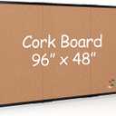 Board2by Extra Large Cork Bulletin Board 96" X 48", Foldable Notice Pin Board for Wall, Black Woodm Framed 8'x4' Corkboard, Wall Mounted Noticeboard with 32 Push Pins for School, Home & Office