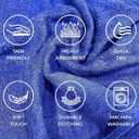 Multi-Purpose Towels - High Capacity 12 Pack, 100% Cotton - Ultra Soft, Super Absorbent, and Quick-Dry for Spa, Hotels, Sports, Workouts, Yoga & Zumba. Size 16"x27" Made in Vietnam (Blue)