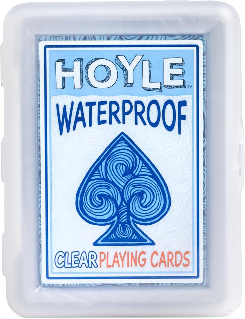 Hoyle Waterproof Playing Cards, Clear Plastic Deck of Cards for Outdoor Card Games, Camping, Beach, Pool & Travel Games (1 Deck)