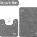 LOCHAS Bathroom Rugs Sets 2 Piece, Soft Non Slip Bath Mat Set, 20''x20'' U-Shaped Toilet Rug and 34''x21'' Light Grey Bath Rugs, Washable Absorbent Chenille Toilet Rug Set for Bathroom, Shower, Sink