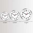 AKCISOT Wall Clock 14 Inch Large Silent Wall Clocks Battery Operated, Silver Modern Non-Ticking Clock Decorative for Living Room, Kitchen, Bathroom, Bedroom, Office, Home, Classroom, School