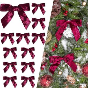 LaRibbons 12 Pack Burgundy Velvet Christmas Bows for Gift Wrapping, 4" x 3.74" Decorative Velvet Gift Bows with Twist Tie for Presents, Tree, Wreath & Holiday Decorations