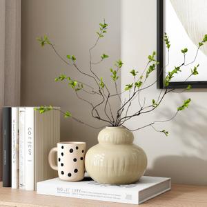 Artificial Ficus Branches 4PCS Artificial Eucalyptus Stems Fake Ficus Branches Faux Plants Greenery Leaves Filler Vase for Home Decor Green Twig Leaf Office Wedding Decoration 35.4" Green