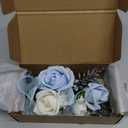 Fnize Blue Corsage and Boutonniere Set for Bride Groom Bridesmaids Groomsmen Wedding Homecoming Flowers Prom Suit Accessories, Rose Boutonniere and Wrist Corsage Flower