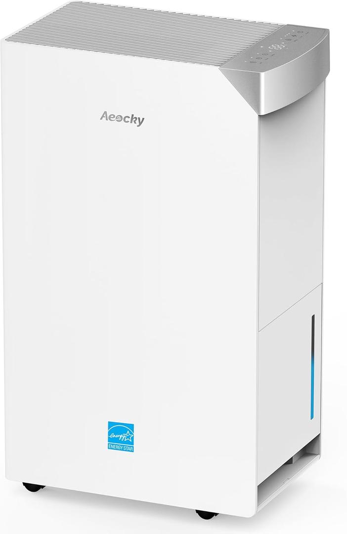 4500 Sq.Ft Most Efficient Energy Star 2024 Dehumidifier,AEOCKY Max 74 Pint/D(Standard 52Pint/D) Smart Compressor Dehumidifier with Drain Hose, Intelligent Humidistat,for Basement,Bedroom,Home,Bathroom (Ivory)
