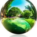 12 Inch Stainless Steel Gazing Ball, Garden Gazing Globe Mirror Ball, Polished Shiny Sphere for Garden Yard Outdoor, Swimming Pool Decoration (Green)