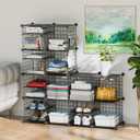 Wire Cube Storage Organizer, 12 Cubes Converted into 14 Cubes, Sturdy Metal Grids Storage Shelf Closet Shelving Units and Storage, Shelves for Bedroom LIvingroom Office