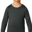 HODOSPORTS Boys Thermal Underwear Set Kids Winter Base Layer Fleece Lined Compression Shirt Pant (Gray, L)