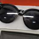 Livho Polarized Sunglasses, Retro & Oversized Shades for Women with Round Lenses (Light Black/Grey)