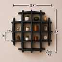 Circle Wall Shelf Wall Mounted - 22.5 Inch Wooden Circular Wall Shelf for Mug Display - Coffee Cup Display Round Wall Shelf - Wood Sphere Display Shelf - Mug Display Cabinet (Black)